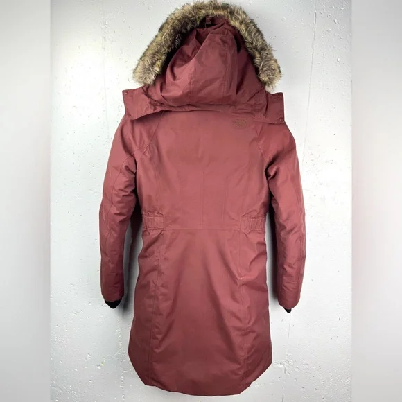 The North Face Arctic II 550 Dry Vent Hooded Down Parka Winter Coat Brick Red S